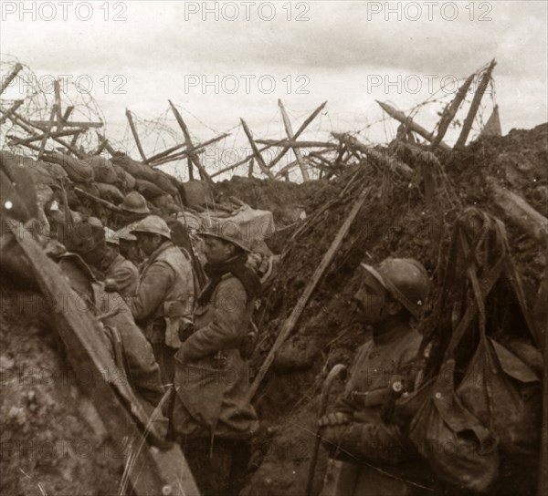 Listening post, front line, c1914-c1918. Artist: Unknown.