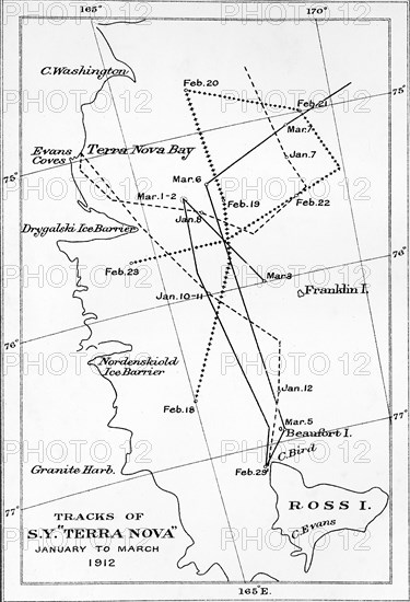 'Tracks of S.Y. Terra Nova - January to March 1912', 1913. Artist: Unknown.