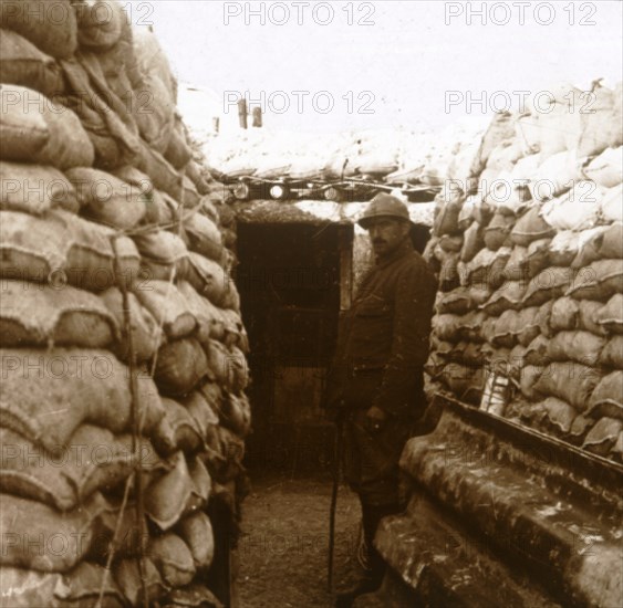 Trenches in Champagne, northern France, c1914-c1918. Artist: Unknown.