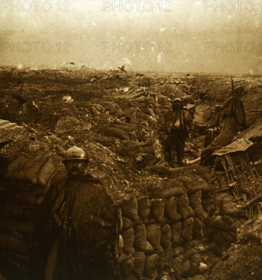 Trenches on the front line, Moulin de Souain, northern France, c1915. Artist: Unknown.