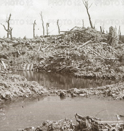 Banks of the River Yser, Diksmuide, Belgium, c1914-c1918. Artist: Unknown.