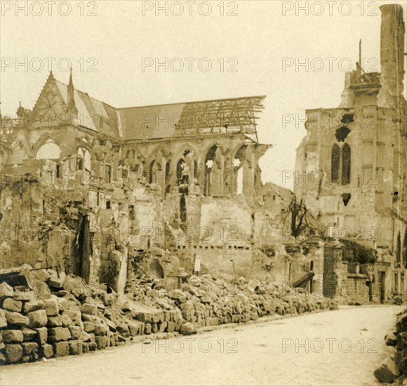 Soissons Cathedral, Soissons, northern France, c1914-c1918. Artist: Unknown.