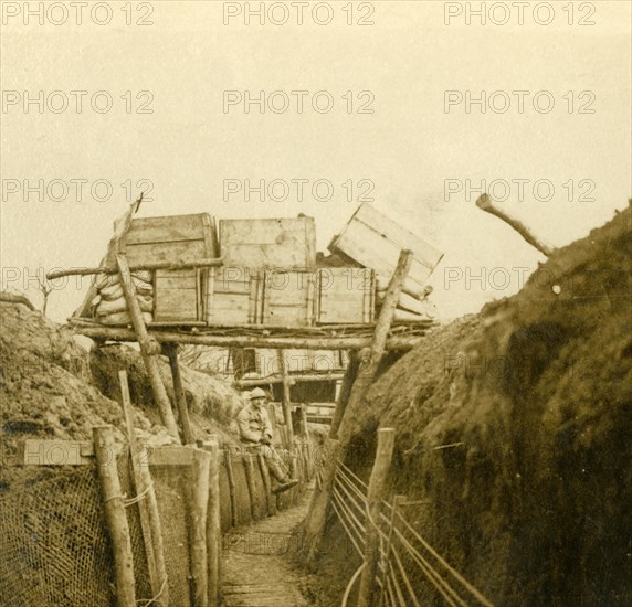 Trenches near Les Éparges, northern France, c1914-c1918.  Artist: Unknown.