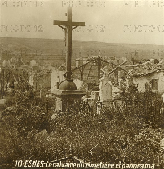 Calvary at the cemetery of Esnes, northern France, c1914-c1918. Artist: Unknown.
