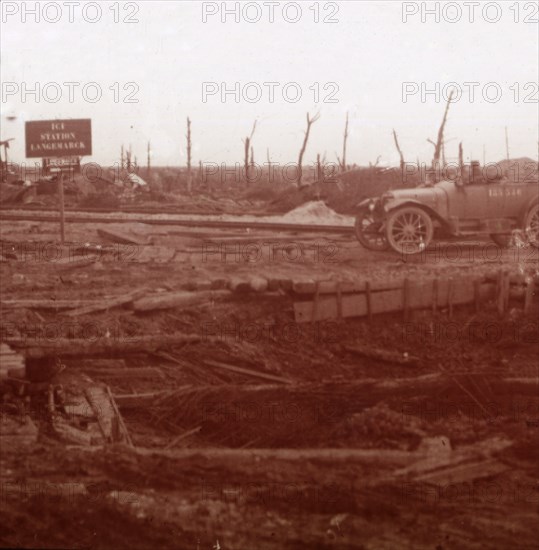 Langemarck station, Flanders, Belgium, c1914-c1918. Artist: Unknown.