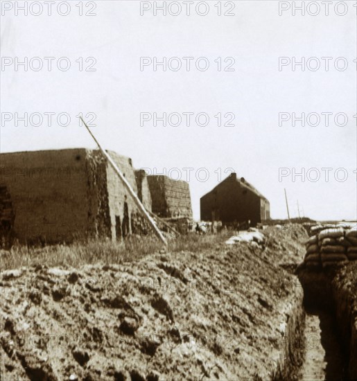 Post on the Yser, Flanders, Belgium, c1914-c1918. Artist: Unknown.