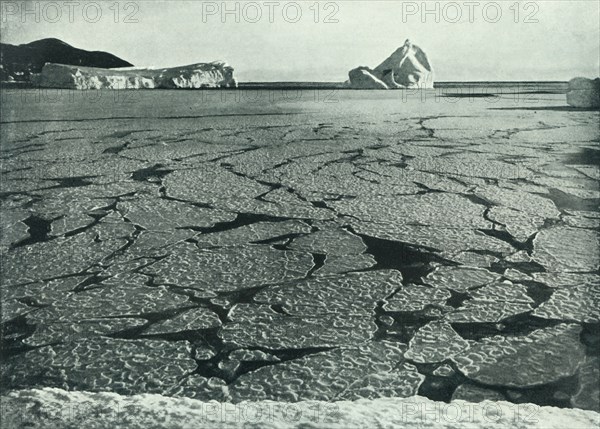 'Pancake Ice Forming Into Floes Off Cape Evans', c1910?1913, (1913). Artist: Herbert Ponting.