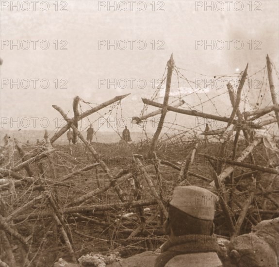 Germans coming out of the trenches, Massiges, northern France, c1914-c1918.  Artist: Unknown.