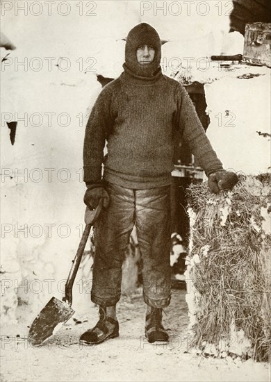 'Captain L. E. G. Oates by the Stable Door', 30 August 1911, (1913). Artist: Herbert Ponting.