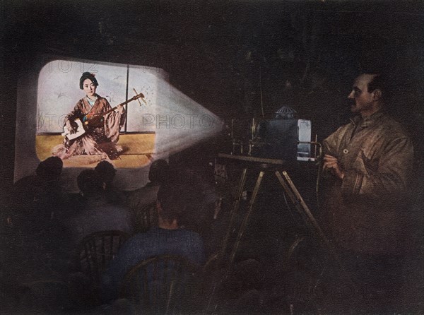 'Mr. Ponting Lecturing On Japan', c1910, (1913). Artist: Unknown.