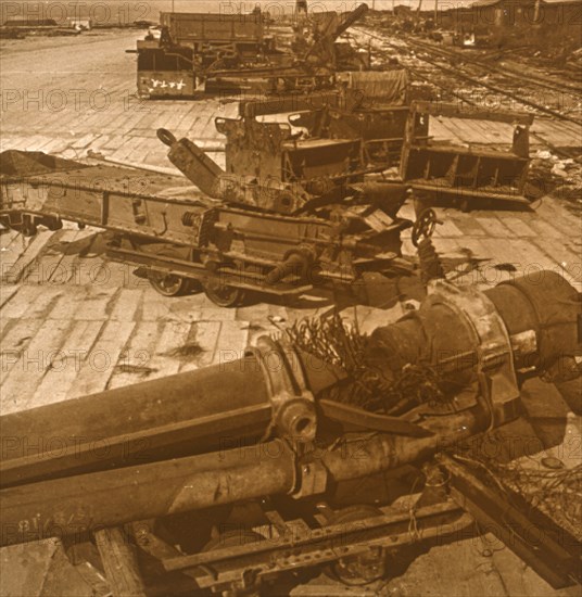 Heavy artillery and machinery, British camp, northern France, c1914-c1918. Artist: Unknown.