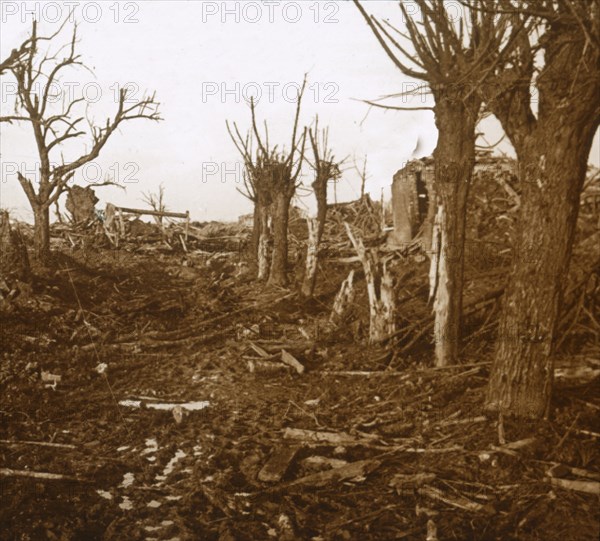 Blasted landscape, Belloy-en-Santerre, northern France, c1914-c1918. Artist: Unknown.