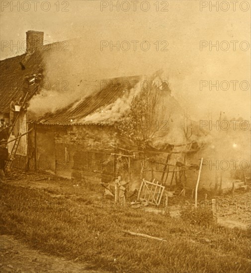 House hit by a shell, c1914-c1918. Artist: Unknown.