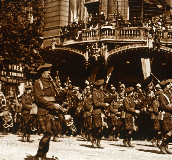 Scottish soldiers, 14 July 1919. Artist: Unknown.