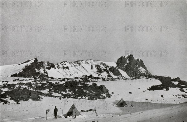 'Remains of an Explosion Crater on Erebus (9,000 feet)', c1911, (1913). Artist: Raymond E Priestley.