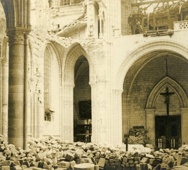 Soissons Cathedral, Soissons, northern France, c1914-c1918. Artist: Unknown.