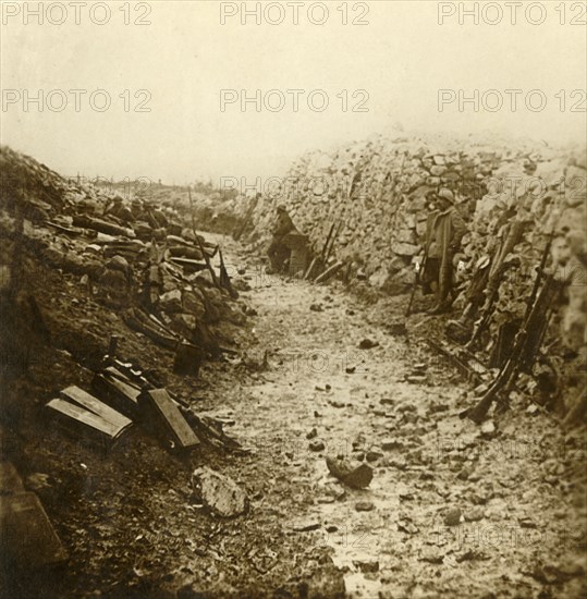 Central telephone post at Froideterre, Verdun, northern France, c1916. Artist: Unknown.