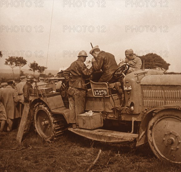 Use of the winch for barrage balloon, Somme, northern France, c1914-c1918.  Artist: Unknown.