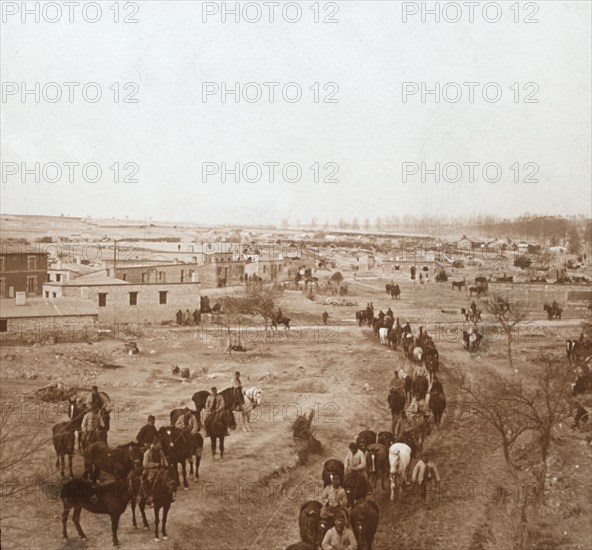 Mounted soldiers, Somme-Tourbe, northern France, c1914-c1918. Artist: Unknown.