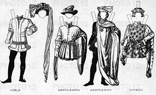 'Costumes of Men and Women as Worn in the Period When Henry V Reigned', c1934. Artist: Unknown.