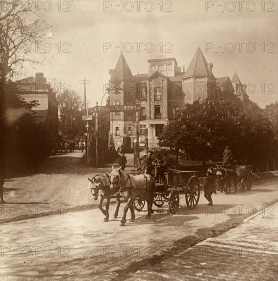 Horse-drawn ambulance, Belgium, c1914-c1918. Artist: Unknown.