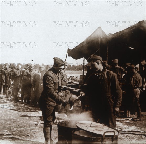 Field kitchen in American camp, Melette, France, c1914-c1918.  Artist: Unknown.