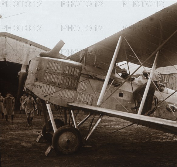 Breguet biplane about to take off, c1914-c1918. Artist: Unknown.