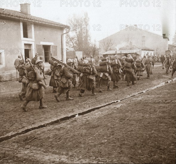 Going up the line to Verdun, northern France, c1914-c1918.  Artist: Unknown.