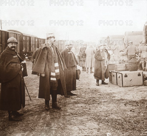 Soldiers arriving at Amanvillers, France, c1914-c1918. Artist: Unknown.