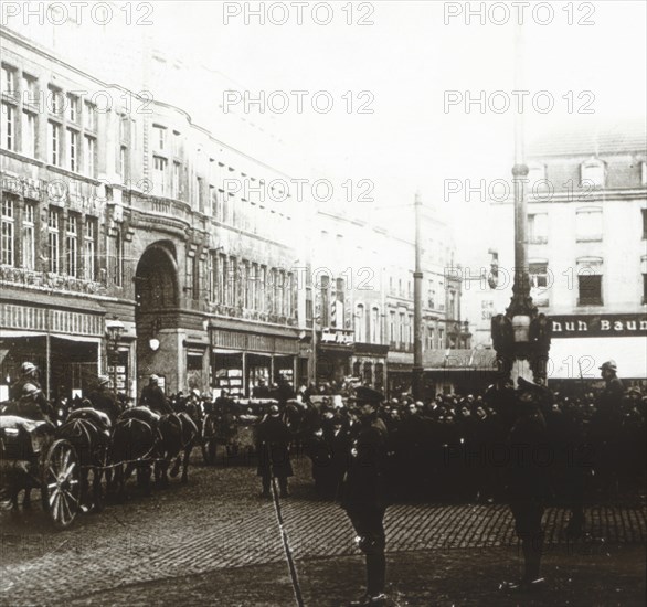 Belgian troops, Aachen, Germany, c1914-c1918. Artist: Unknown.
