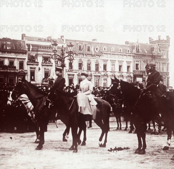 Albert I and Elisabeth of Bavaria at Liége, Belgium, c1914-c1918. Artist: Unknown.