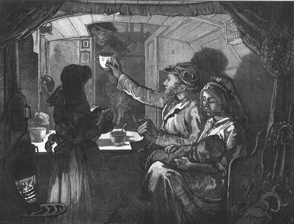 'Canal Life - Tea Time on a Monkey Boat', 1874. Artist: William Bazett Murray.