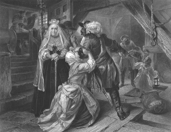 Arrest of Alice Lisle for sheltering fugitives from the Battle of Sedgemoor, 1685, (c1864). Artist: Frederick Heath.