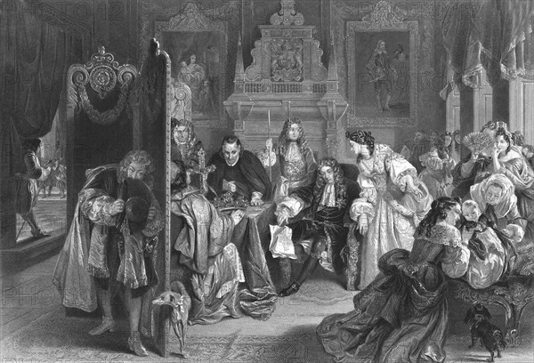 James II receiving news of the landing of the Prince of Orange, (c1890). Artist: Frederick Heath.