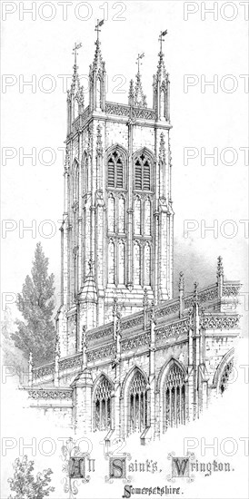 'All Saints Church. Wrington. Somersetshire.', c1850s. Artist: Unknown.