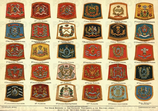 'The Drum Banners of the Cavalry Regiments of the British Army', 1902. Artist: Unknown.