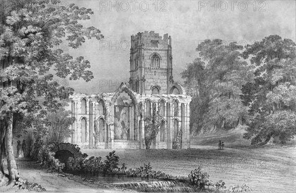 Fountains Abbey, 1840. Artist: W Monkhouse.