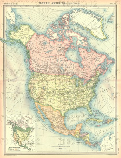 Political map of North America. Artist: Unknown.