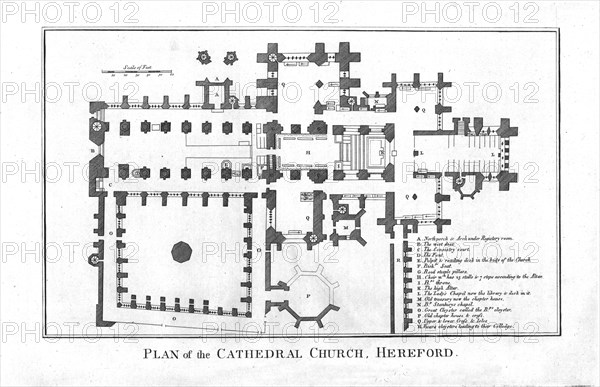 'Plan of the Cathedral Church, Hereford.', late 18th century. Artist: Unknown.