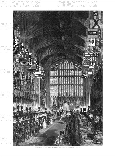 'Celebration of the Royal Marriage - The Choir of St. George's Chapel.', 10 March 1863. Artist: Unknown.