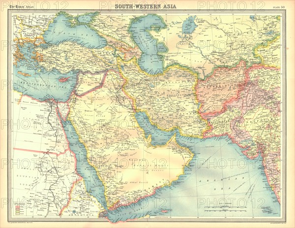 Political map of South Western Asia. Artist: Unknown.