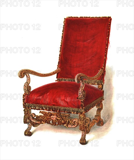 Upholstered chair, 1905. Artist: Shirley Slocombe.