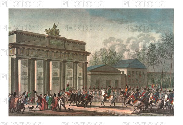 Entry of the French into Berlin, 27 October 1806, (c1850). Artist: Edme Bovinet.
