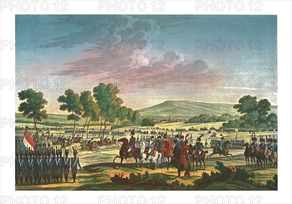 The Imperial Guard Manoeuvring in the Presence of the Two Emperors at Tilsit, 28 June 1807, (c1850). Artist: Edme Bovinet.