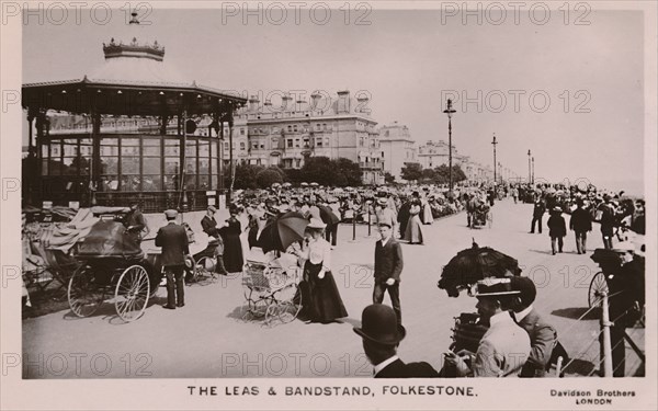 'The Leas & Bandstand, Folkestone', late 19th-early 20th century. Artist: Unknown.