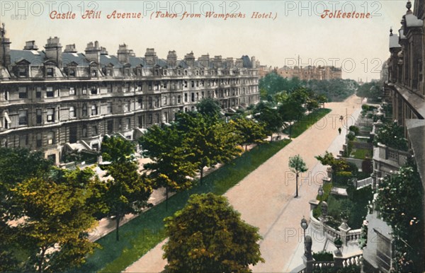 'Castle Hill Avenue. (Taken from Wampachs Hotel). Folkestone', late 19th-early 20th century. Artist: Unknown.