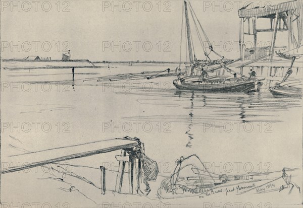 'On the Bure, Great Yarmouth', 1894, (1919). Artist: Frank Short.