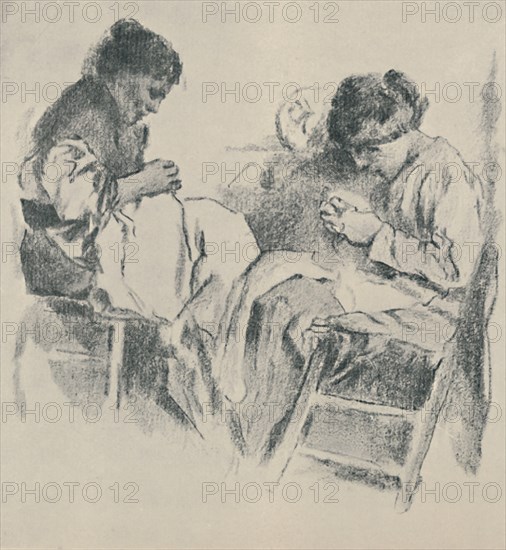 'Spanish Seamstresses', 1919. Artist: James Kerr-Lawson.