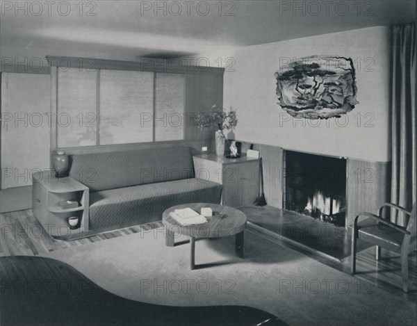 'House at Pomona, California - the living room from the other side of the partition', 1942. Artist: Unknown.