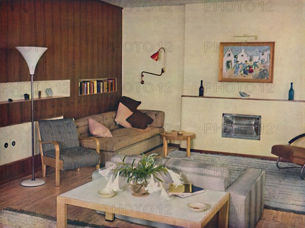 'The living-room in a London flat, redesigned by Serge Chermayeff, F.R.I.B.A.', 1936. Artist: Unknown.